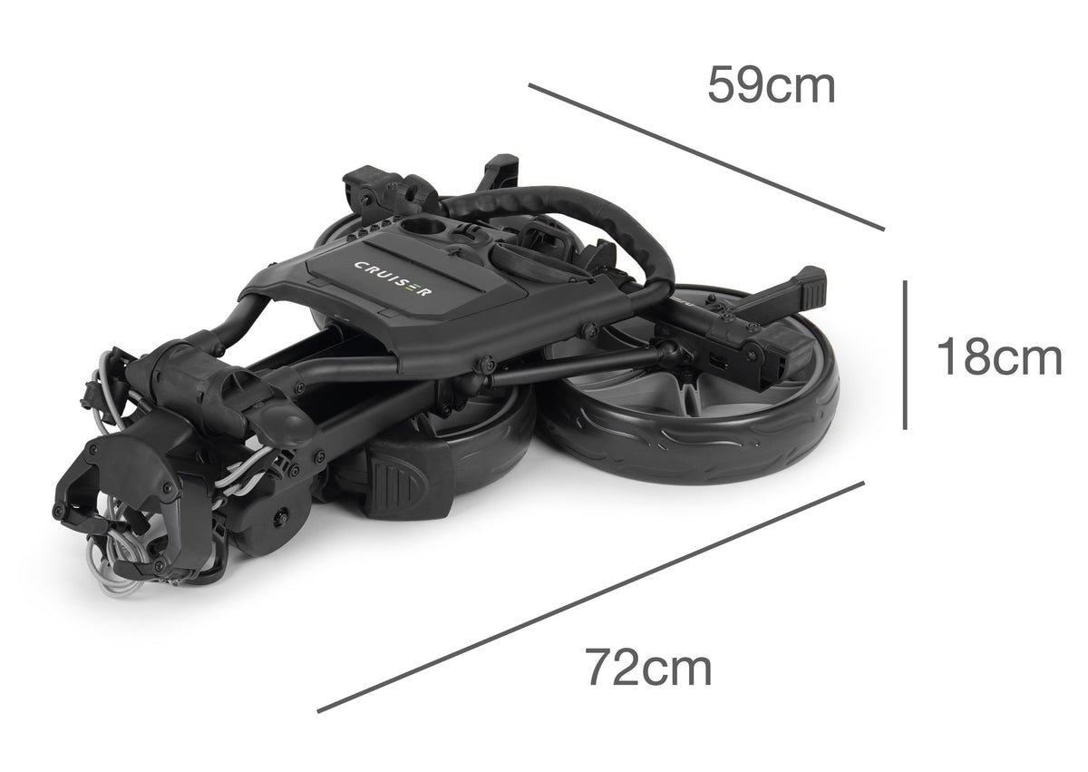 CR-Flat Ultra Thin Folding 3 Wheel Trolley - Black